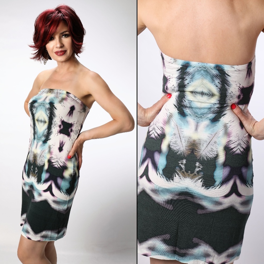 Erin Healy Strapless mini dress muliticolor size S